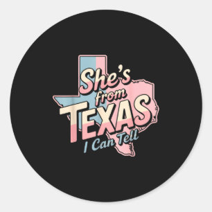 From texas can tell retro vintage texas girl classic round sticker