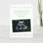 From The Bump: Cute Expecting Dad Birthday Card<br><div class="desc">This special birthday card from the bump (unborn baby) for the dad to be is sure to become a keepsake. This version features a gender neutral green and grey colour theme with a childlike font and adorable little baby feet. You can personalise the front text for another recipient (Papa, or...</div>