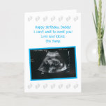 From The Bump: Cute Expecting Dad Birthday Card<br><div class="desc">This special birthday card from the bump (unborn baby) for the dad to be is sure to become a keepsake. This version features a baby boy blue and grey colour theme with a childlike font and adorable little baby feet. You can personalise the front text for another recipient (Papa, or...</div>