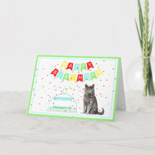 From the Cat Birthday Banner and Cake Card