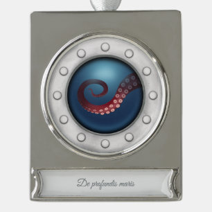 "From the depths of the sea" Steampunk Naturalist Silver Plated Banner Ornament