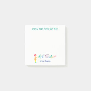 From The Desk Of Art Teacher Personalised Rainbow Post-it Notes