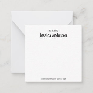 From the Desk of Black and White Name Phone Email Card