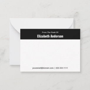 From the Desk of Black and White Name Phone Email Card