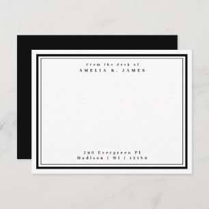 From The Desk Of Black Two Border Name Address Card