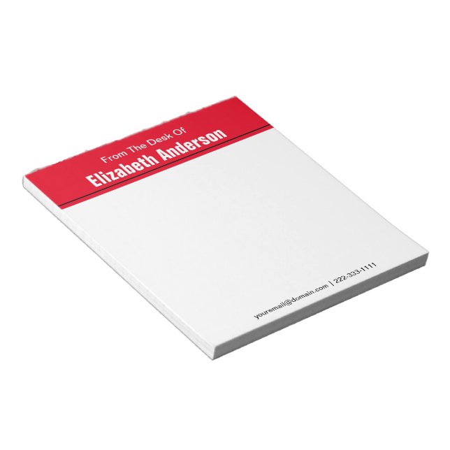 From the Desk of Black White and Red Notepad (Angled)