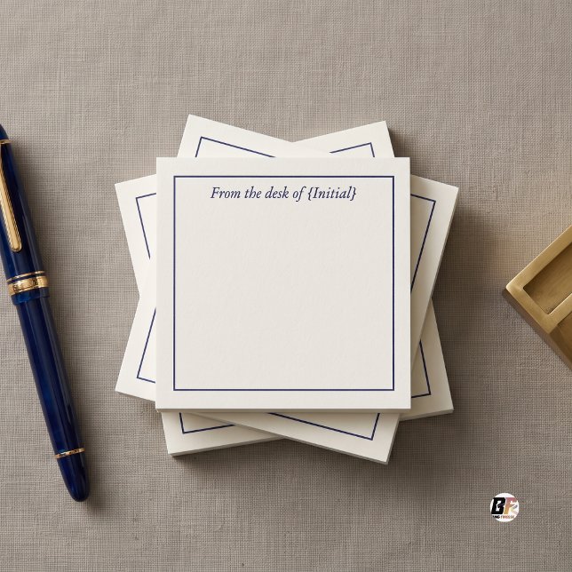 From the desk of Classic Monogram Blue White Post-it Notes (Creator Uploaded)