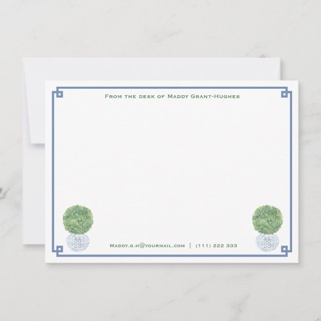 From The Desk Of | Classic Personalised Stationery Card (Front)
