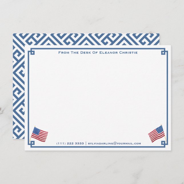 From The Desk Of | Classic USA Flag Personalised N Card (Front/Back)