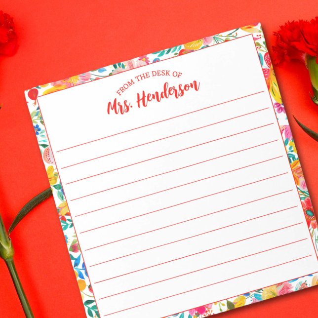 From The Desk Of Colourful Floral Notepad (Creator Uploaded)
