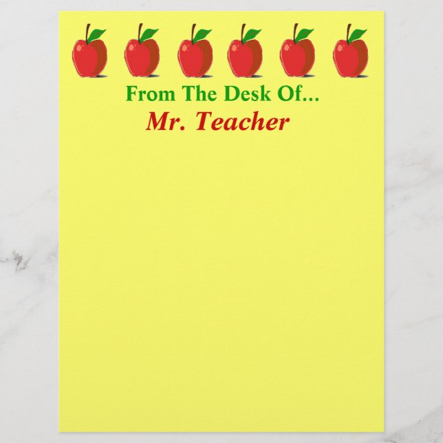 From The Desk Of... Custom Apples Stationery (Front)
