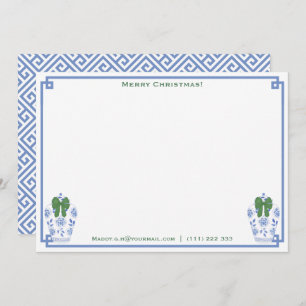 From The Desk Of   Green Bow Ginger Jar Christmas Card