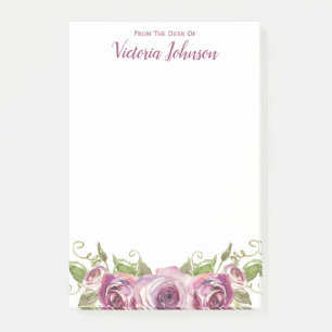 From the Desk Of Lavender Roses 4 x 6 Post-it Notes
