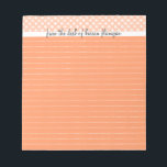 From the Desk Of - Lined Notepad, Peach Notepad<br><div class="desc">Click on CUSTOMIZE IT to alter this template.  The background colour may be changed under the EDIT menu.</div>