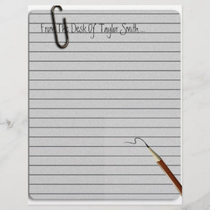 From The Desk Of ?? Lined Paper Stationery