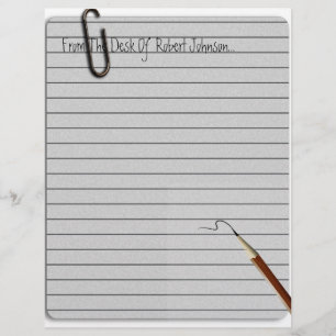 From The Desk Of ?? Lined Paper Stationery