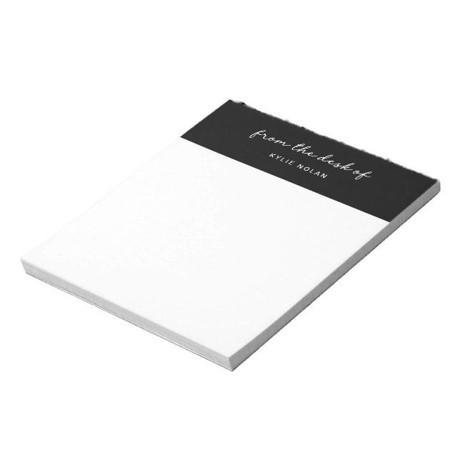From The Desk of Monogram Script Black Colour Bloc Notepad (Rotated)