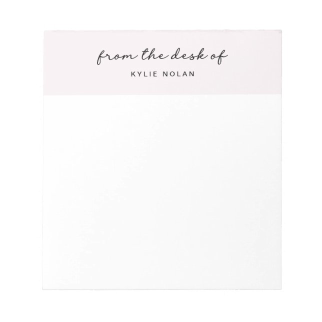 From The Desk of Monogram Script Pearl Colour Bloc Notepad (Front)