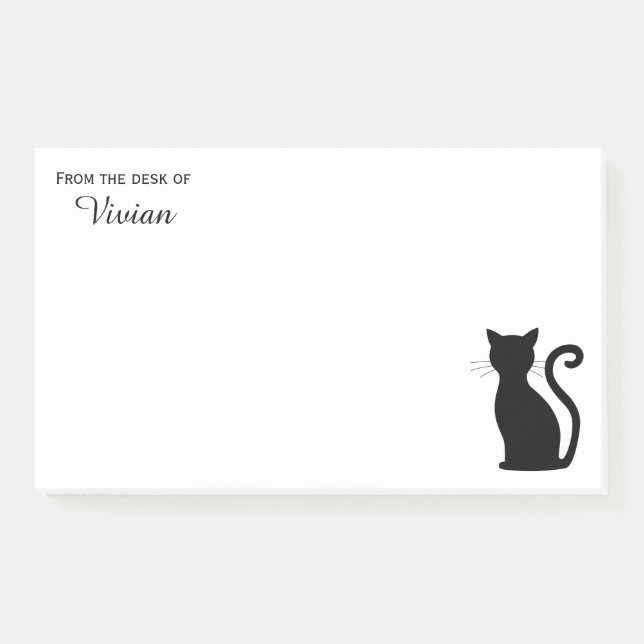 From the Desk Of Name Cute Black Cat Silhouette Post-it Notes (Front)