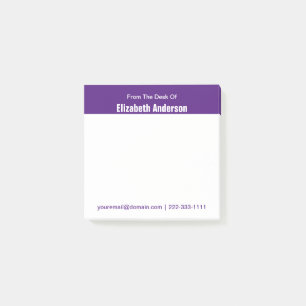 From the Desk of Name Purple and White Email Phone Post-it Notes