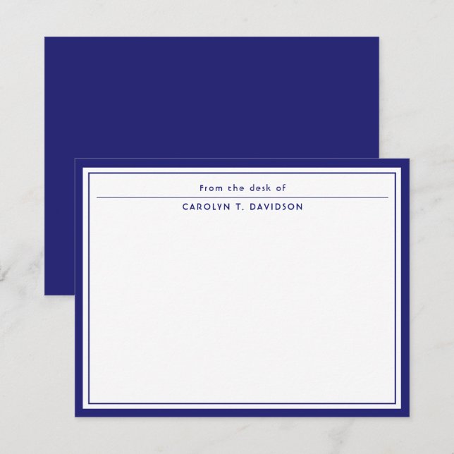 From The Desk Of Navy Blue Two Borders Card (Front/Back)