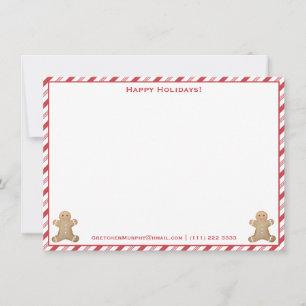 From The Desk Of Peppermint Stripes Gingerbread Holiday Card