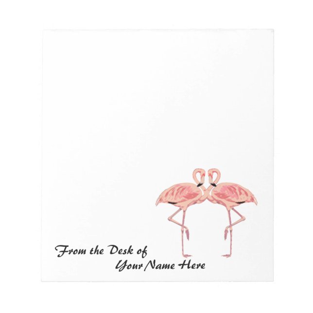 From the Desk of Personalised Pink Flamingos Notepad (Front)