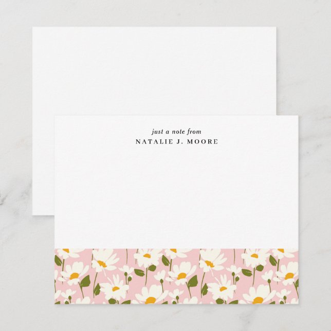 From The Desk Of Pink White Daisy Flower Pattern Card (Front/Back)