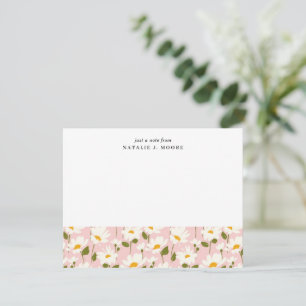 From The Desk Of Pink White Daisy Flower Pattern Card