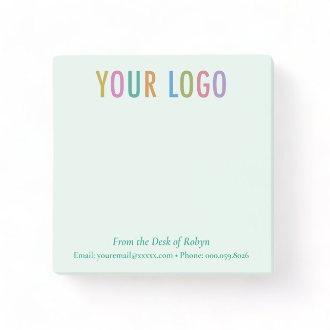 From the Desk Of Post-it® Notes with Logo Green (MISOOK Mint Green 3x3 From the Desk of Post it Notes with Logo)