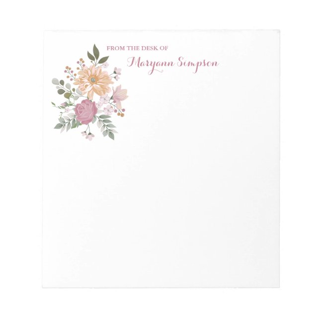 From the Desk of - Pretty Floral Notepad (Front)
