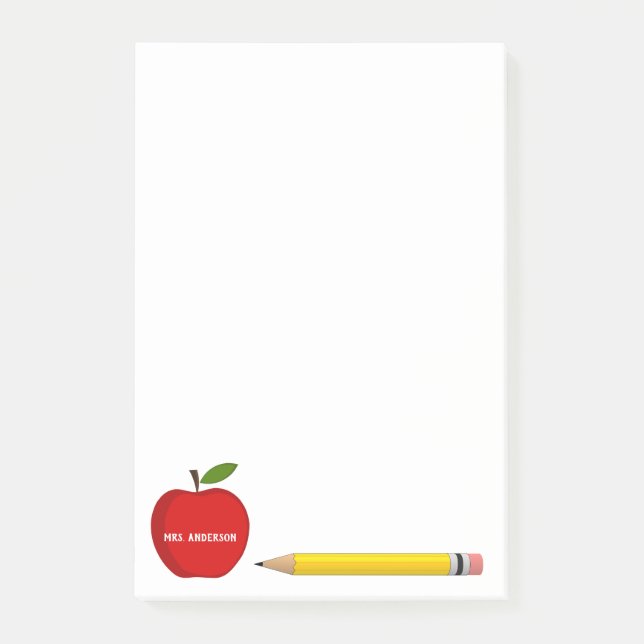 From the desk of red apple teacher post-it notes (Front)