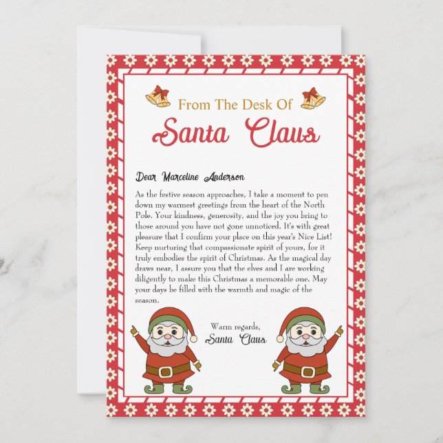 From the Desk of Santa Claus Christmas Letter Holiday Card (Front)