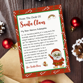 From the Desk of Santa Claus Christmas Letter Holiday Card
