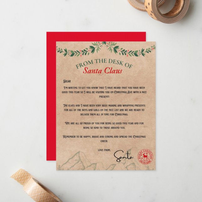 From The Desk Of Santa Claus Kraft Card (Front/Back In Situ)