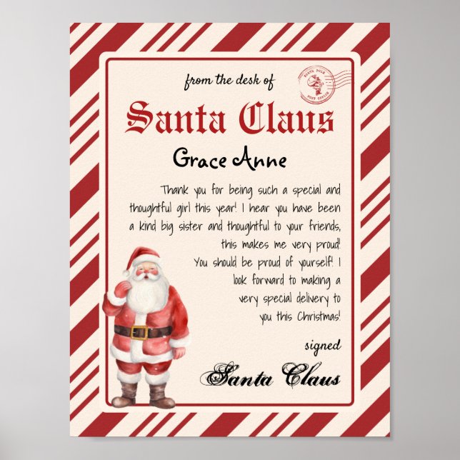 From the desk of Santa Claus Telegram Santa Letter Poster (Front)