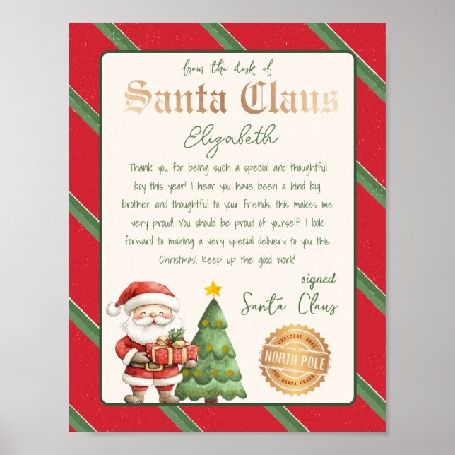 From the desk of Santa Claus Tree Santa Letter Poster (Front)