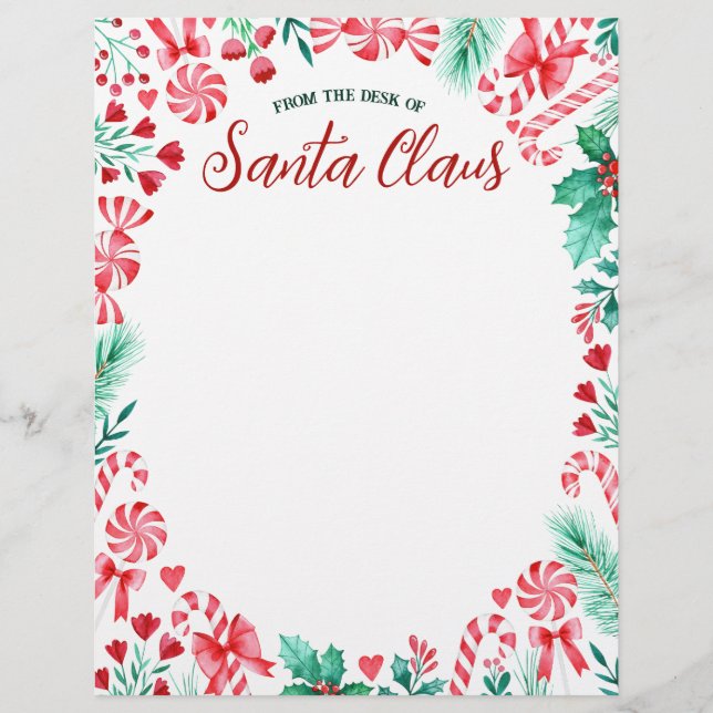From the Desk of Santa Claus Watercolor Custom Letterhead (Front)