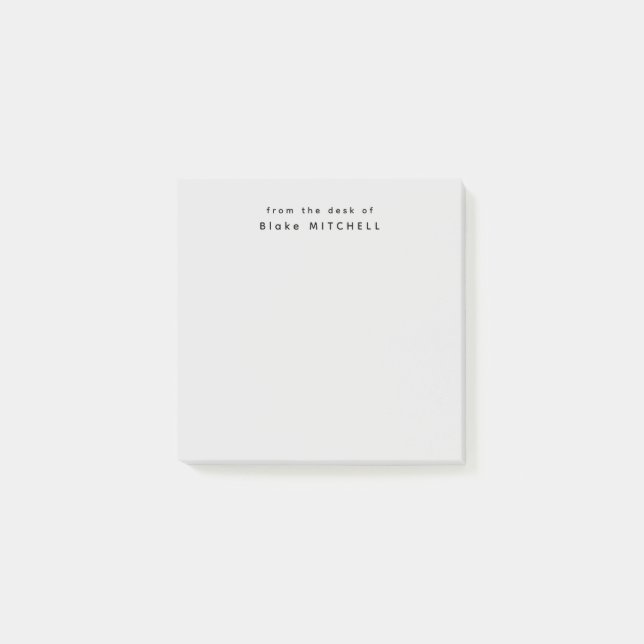 From The Desk of Simple Monogram Grey   Post-it Notes (Front)