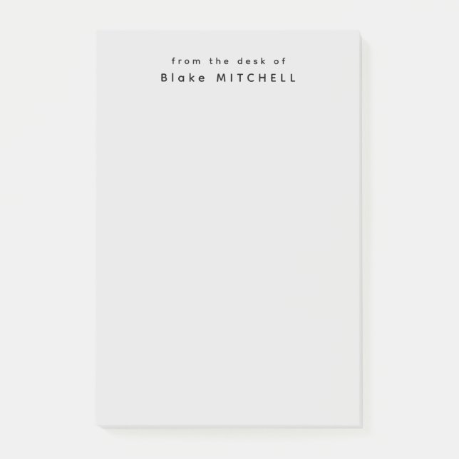 From The Desk of Simple Monogram Grey   Post-it Notes (Front)