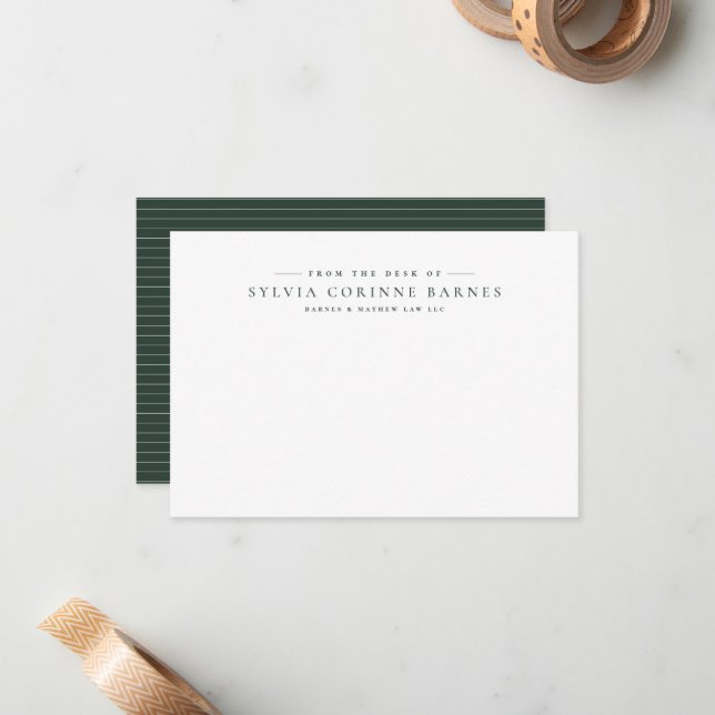 From the desk of simple professional hunter green card (Front/Back In Situ)