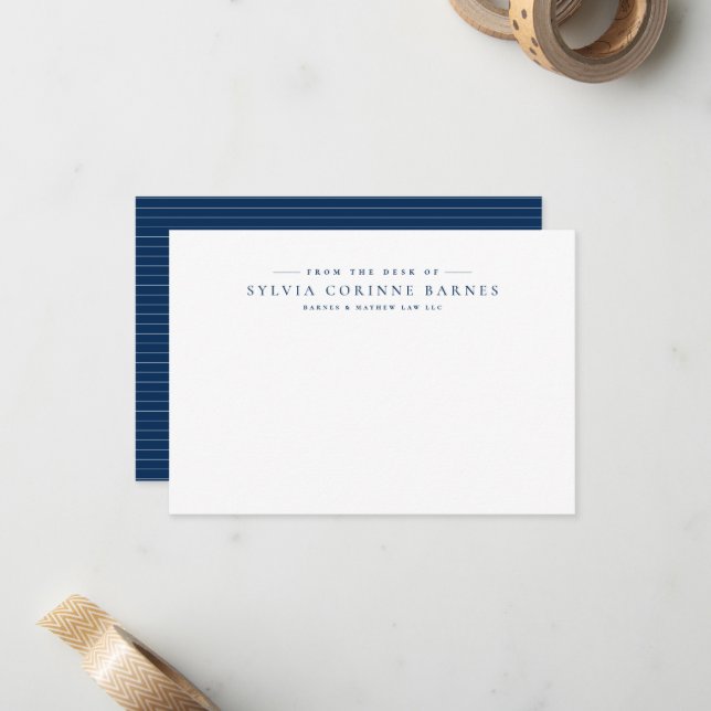 From the desk of simple professional personal navy card (Front/Back In Situ)
