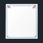 From The Desk Of | Smart All-American Personalised Notepad<br><div class="desc">A stylish notepad that you can personalise with your own text including a name. The design features a Greek Key corner border with watercolor USA flag images (these were originally handpainted by me before being scanned into digital form). . You can change the colour of the border (currently a mid...</div>