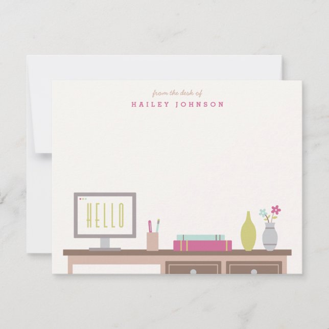 From the Desk of Stationery - Magenta Note Card (Front)