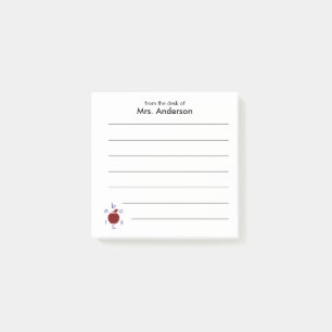 From the Desk of Teacher Name 123 ABC Apple Lined Post-it Notes