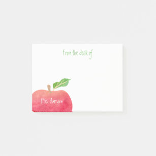 From The Desk of Teacher Red Watercolor Apple Post-it Notes