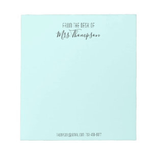 From The Desk Of Teal Modern Name Script Notepad
