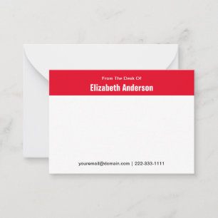 From the Desk of White and Red Your Name Card