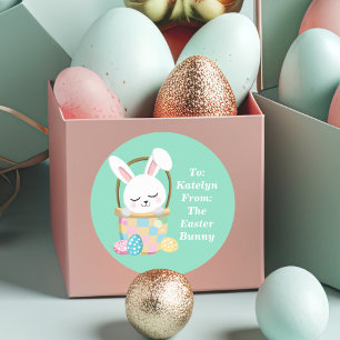 From The Easter Bunny Cute Custom Teal Kids Gift Classic Round Sticker