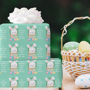 From The Easter Bunny Cute Pastel Green Kids Gift Wrapping Paper